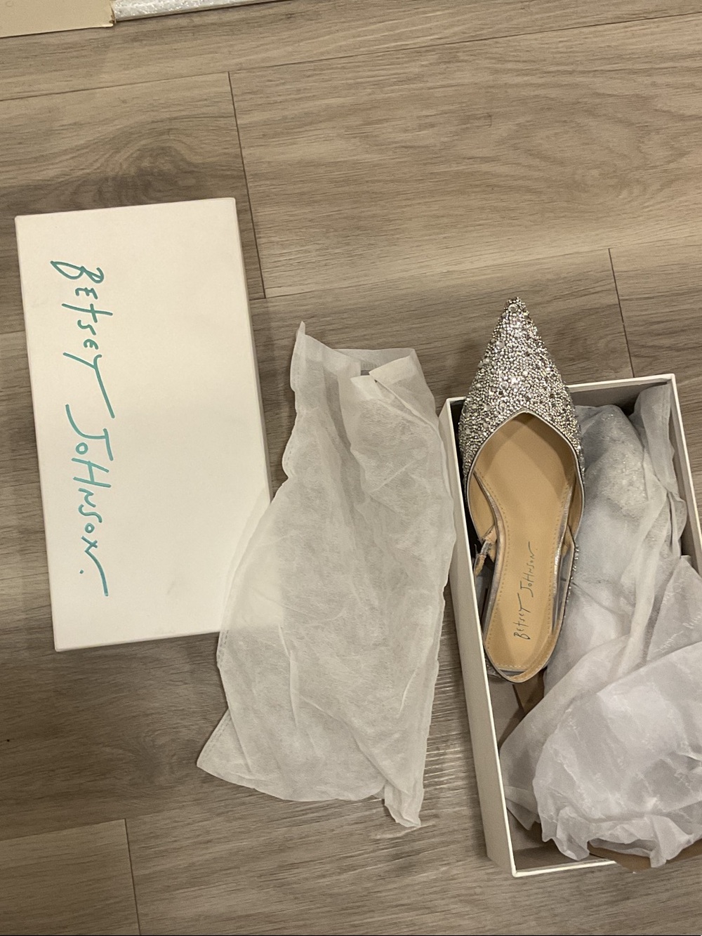 Betsey Johnson Silver Glitter Pointed D'Orsay Flat
